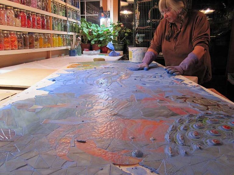 Grouting the center panel of “the wave”