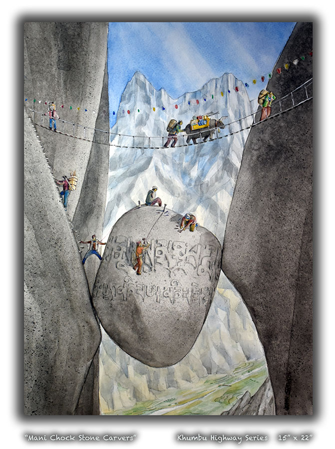 “Mani Chock stone Carvers”       22″ x 15″         $1,000